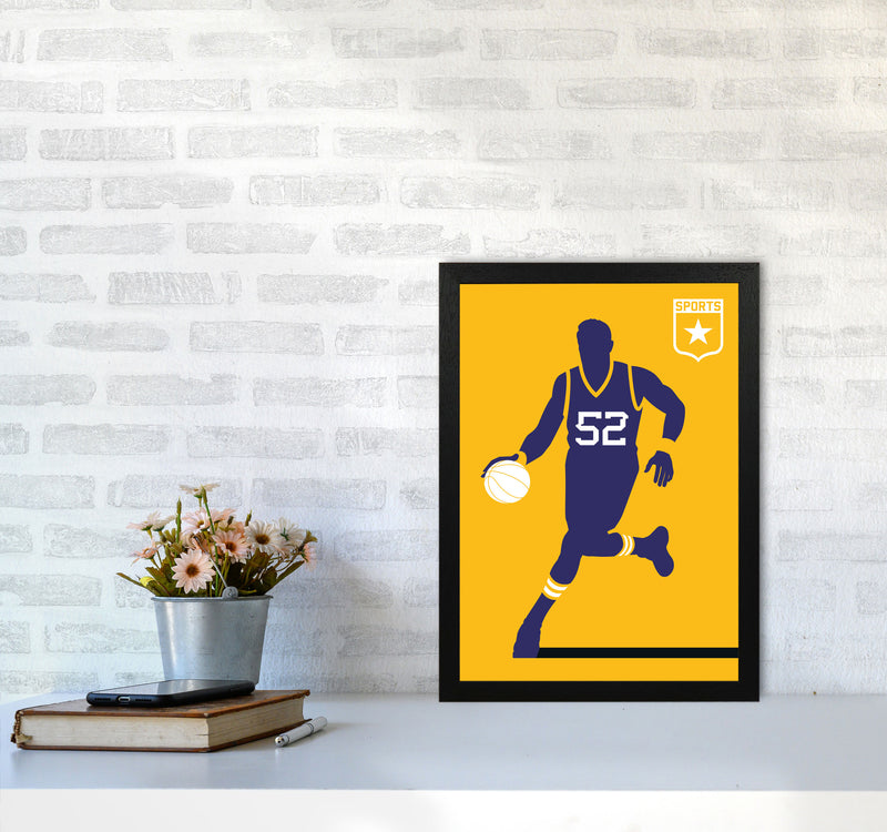 Basketball Yellow Art Print by Bo Lundberg A3 White Frame
