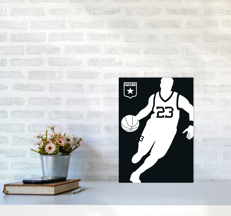 Basketball Black Art Print by Bo Lundberg A3 Black Frame