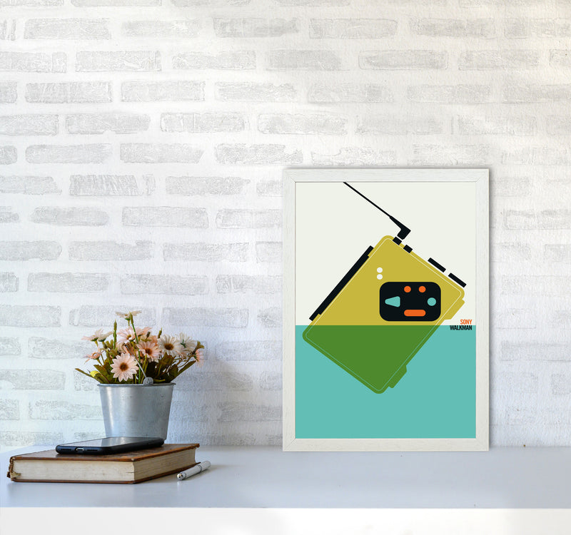 Icons Walkman Art Print by Bo Lundberg A3 Oak Frame