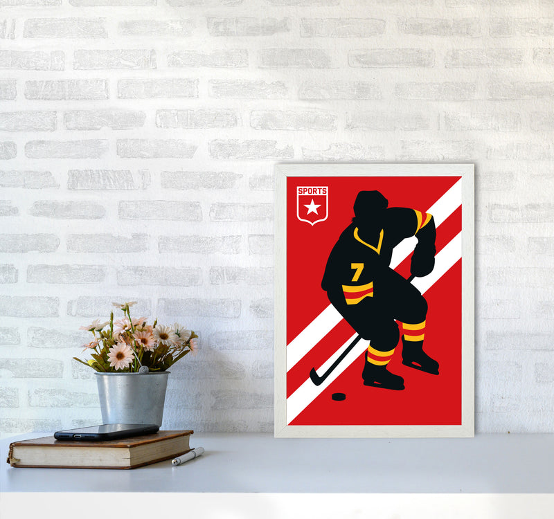 Icehockey Art Print by Bo Lundberg A3 Oak Frame