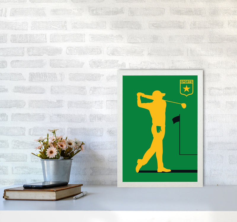 Golf Green Art Print by Bo Lundberg A3 Oak Frame