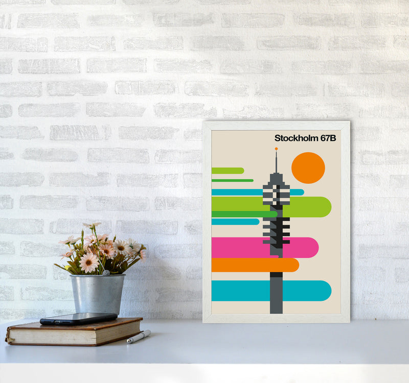 Stockholm 67B Art Print by Bo Lundberg A3 Oak Frame