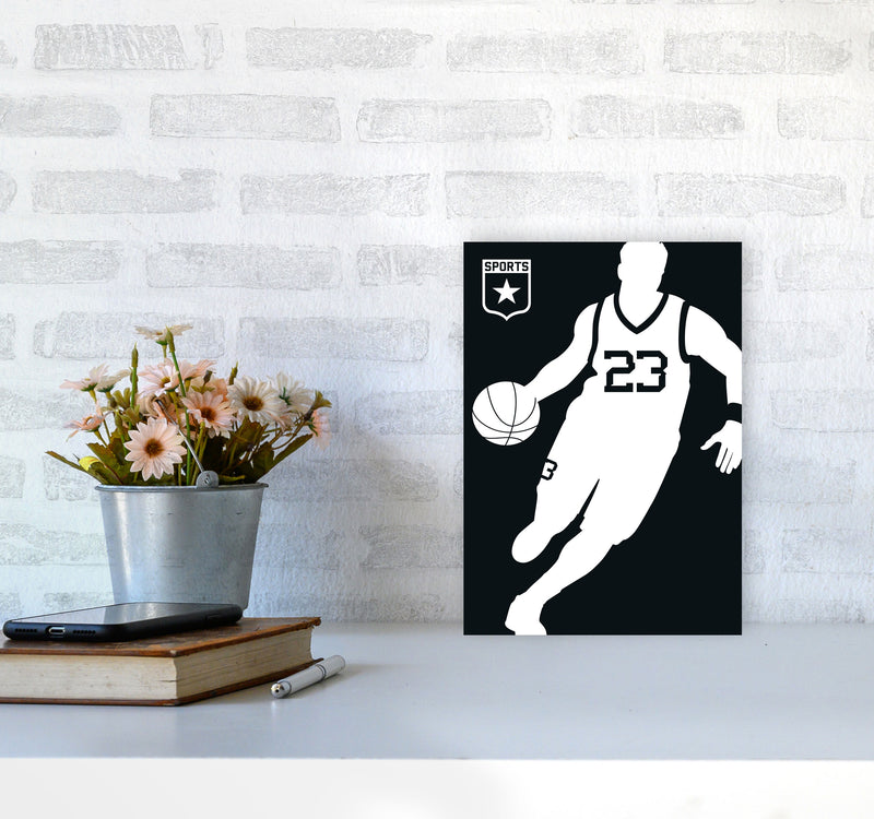 Basketball Black Art Print by Bo Lundberg A4 Black Frame