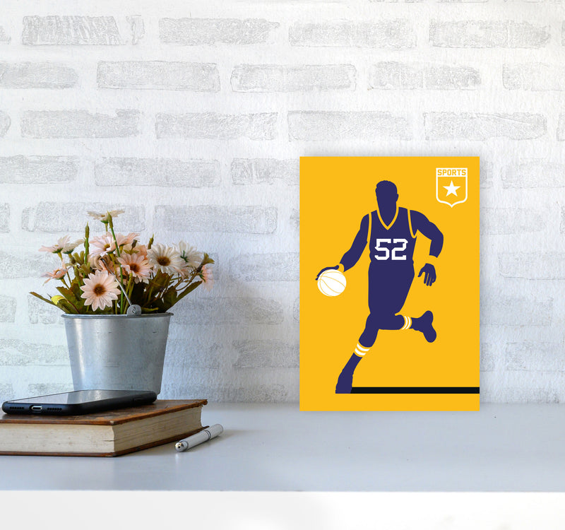 Basketball Yellow Art Print by Bo Lundberg A4 Black Frame