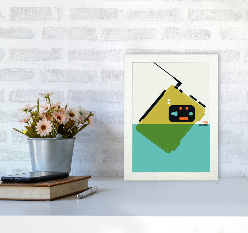 Icons Walkman Art Print by Bo Lundberg A4 Oak Frame
