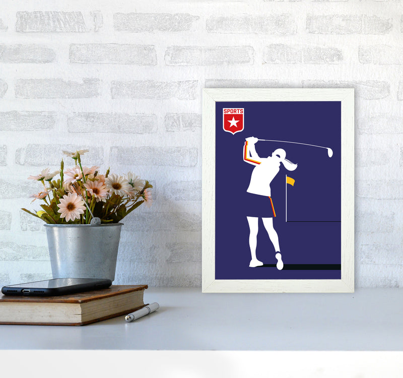Golf Blue Art Print by Bo Lundberg A4 Oak Frame