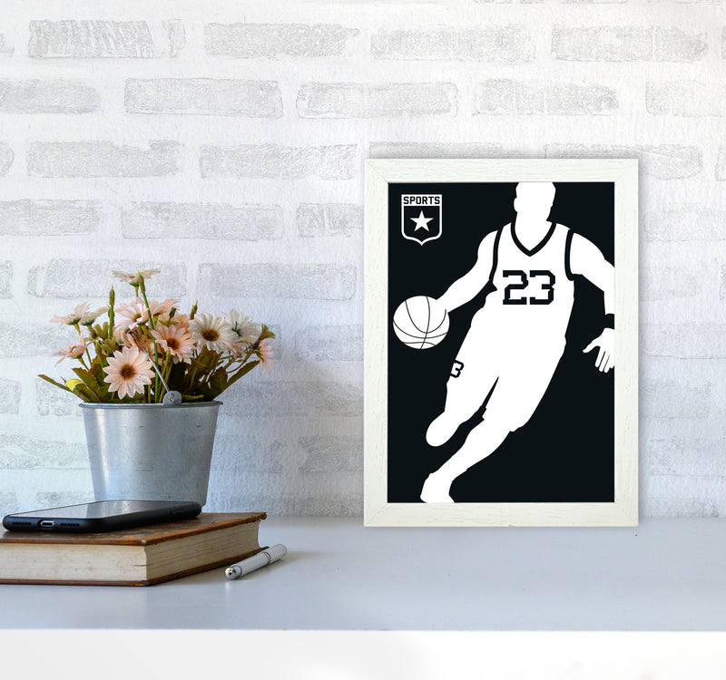 Basketball Black Art Print by Bo Lundberg A4 Oak Frame