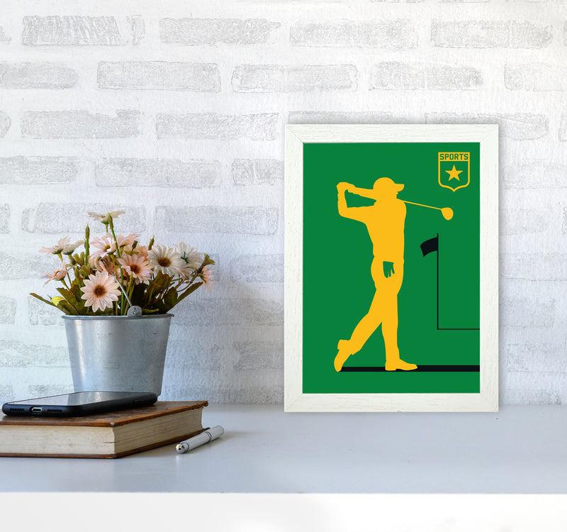 Golf Green Art Print by Bo Lundberg A4 Oak Frame