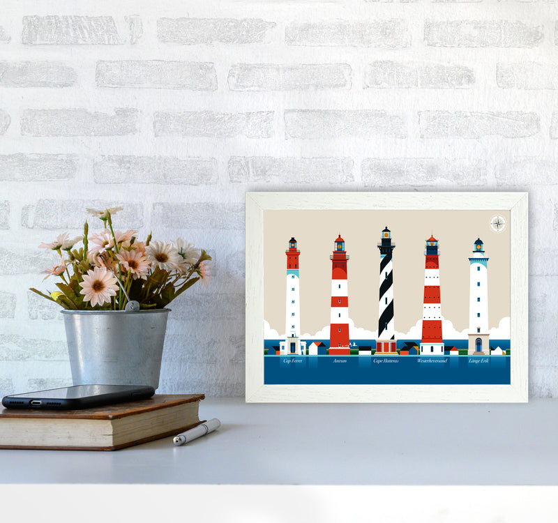 Lighthouse Island 150 Art Print by Bo Lundberg A4 Oak Frame