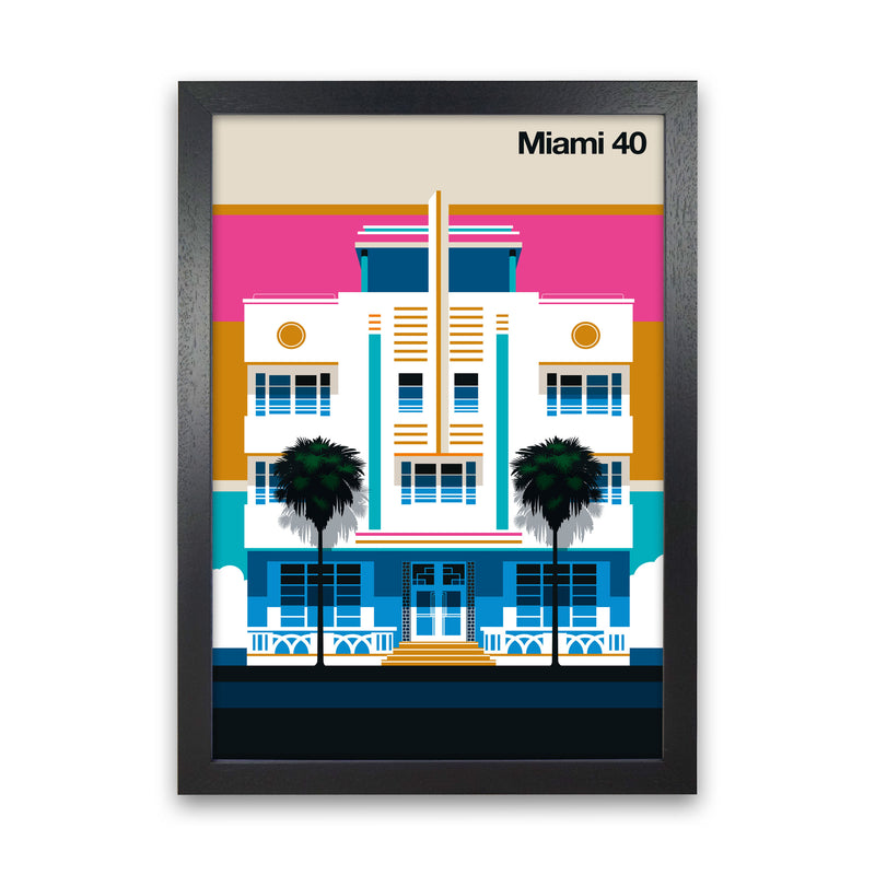 Miami 40 Art Print by Bo Lundberg Black Grain