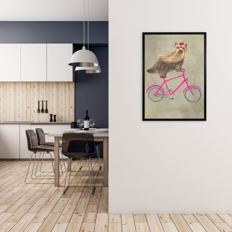Yorkshire On Bicycle Art Print by Coco Deparis A1 White Frame