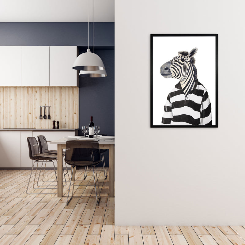 Zebra With Stripy Shirt Art Print by Coco Deparis A1 White Frame