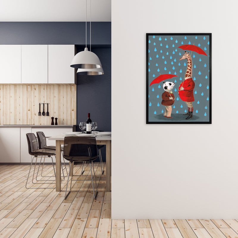 Panda And Giraffe Art Print by Coco Deparis A1 White Frame