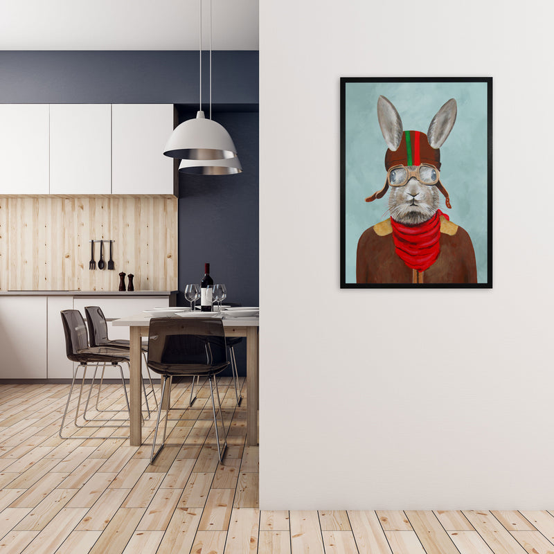 Rabbit With Helmet Art Print by Coco Deparis A1 White Frame