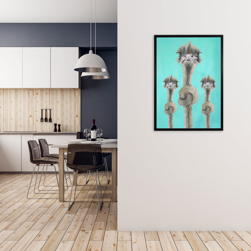 Ostriches Knotted Art Print by Coco Deparis A1 White Frame
