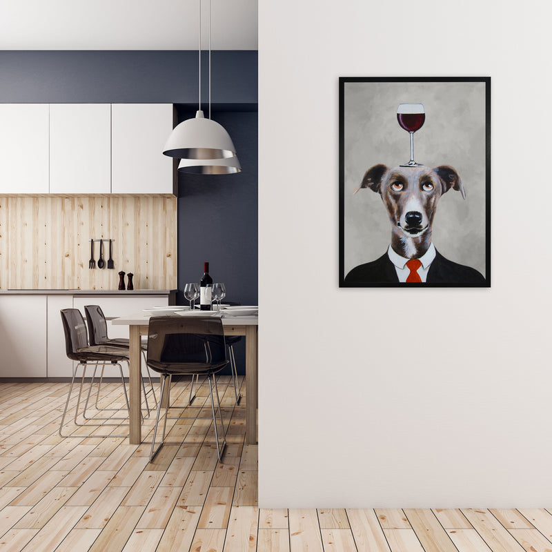 Greyhound With Wineglass Art Print by Coco Deparis A1 White Frame