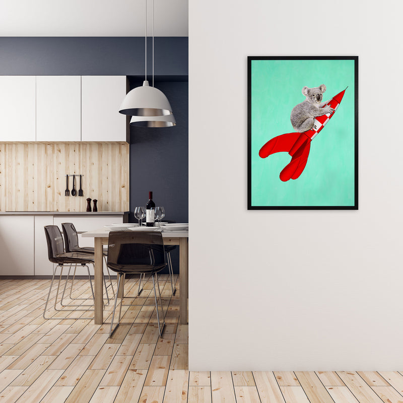 Koala On A Rocket Art Print by Coco Deparis A1 White Frame