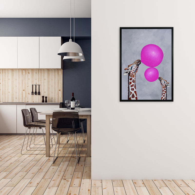 Giraffes With Bubblegum 3 Art Print by Coco Deparis A1 White Frame
