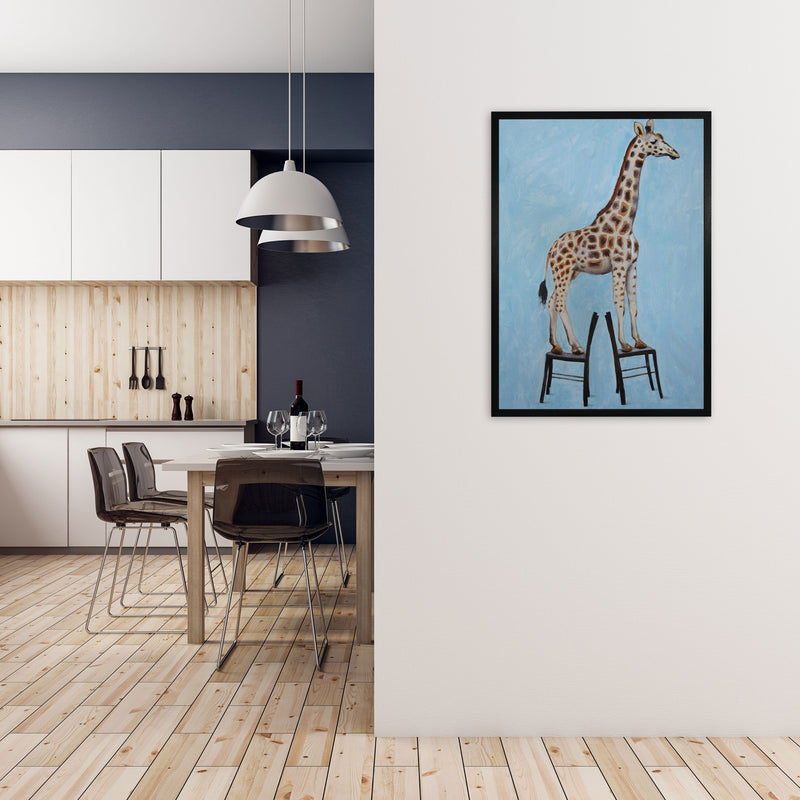 Giraffe On Chairs Art Print by Coco Deparis A1 White Frame
