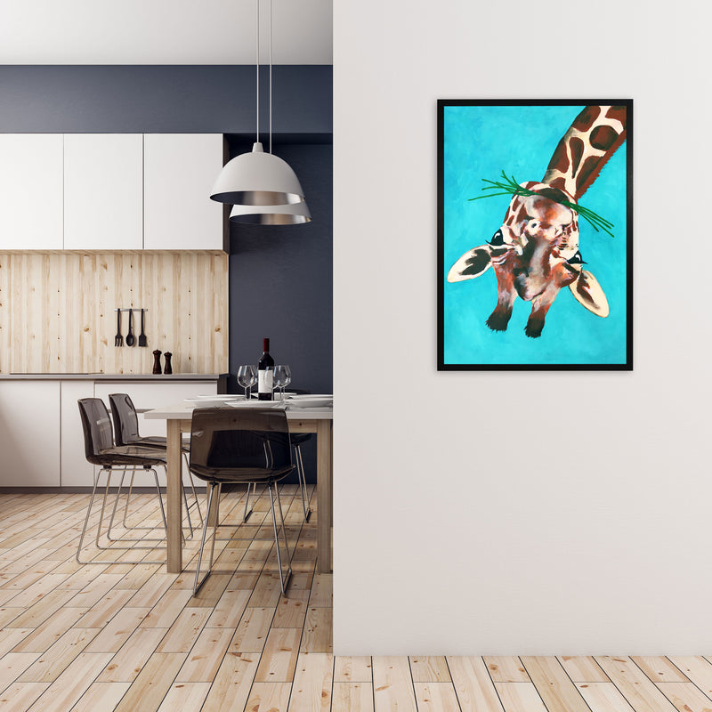 Giraffe Upside Down Art Print by Coco Deparis A1 White Frame