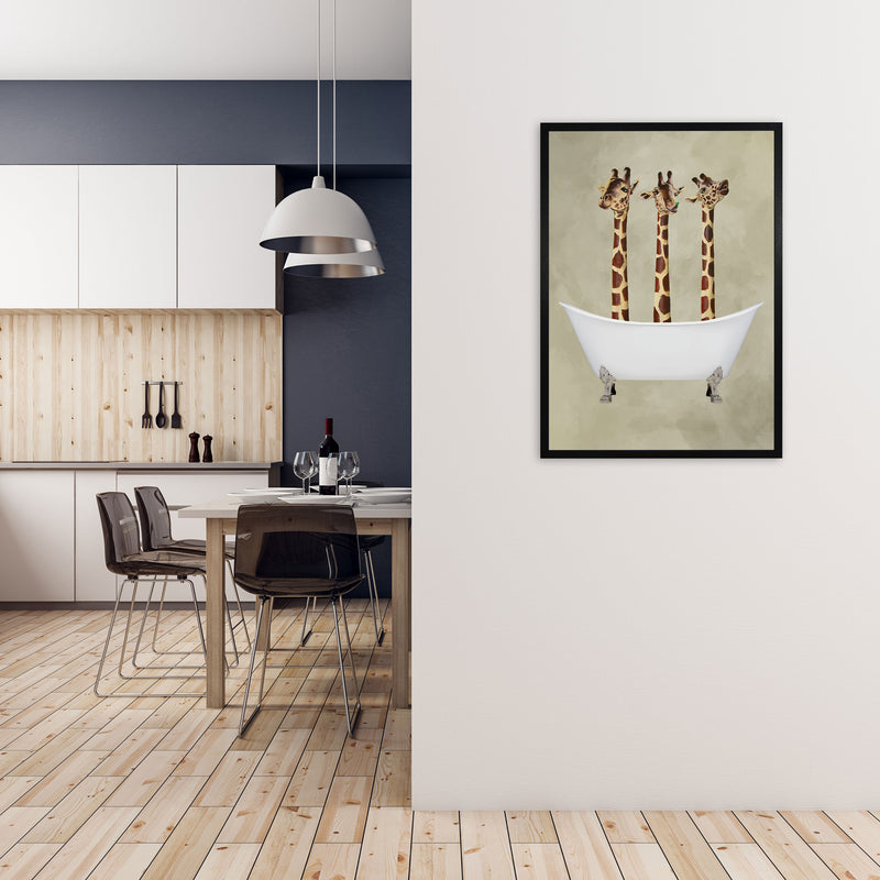 Giraffes In Bathtub Art Print by Coco Deparis A1 White Frame