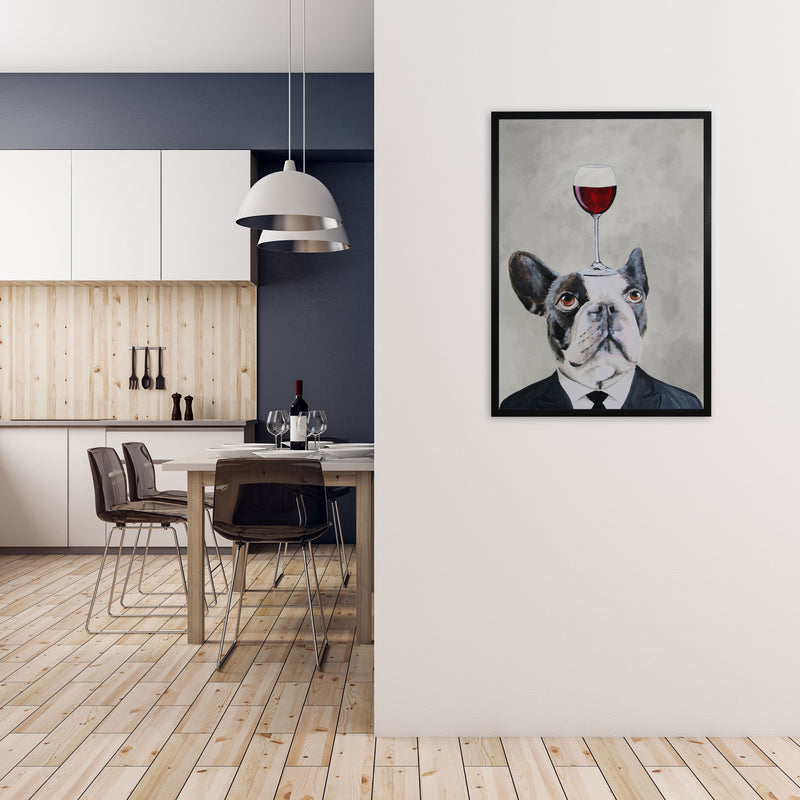 French Bulldog With Wineglass Art Print by Coco Deparis A1 White Frame
