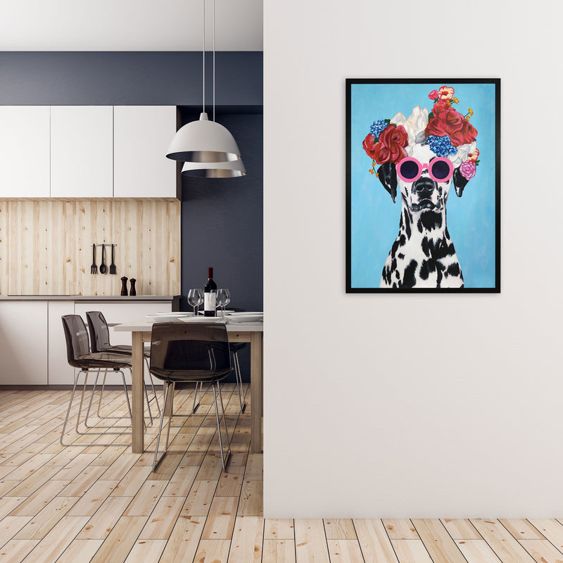 Fashion Dalmatian Blue Art Print by Coco Deparis A1 White Frame