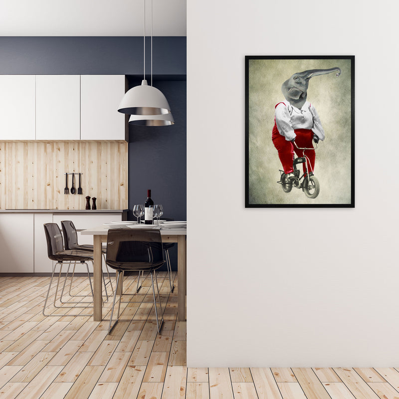 Elephant On Bicycle 02 Art Print by Coco Deparis A1 White Frame