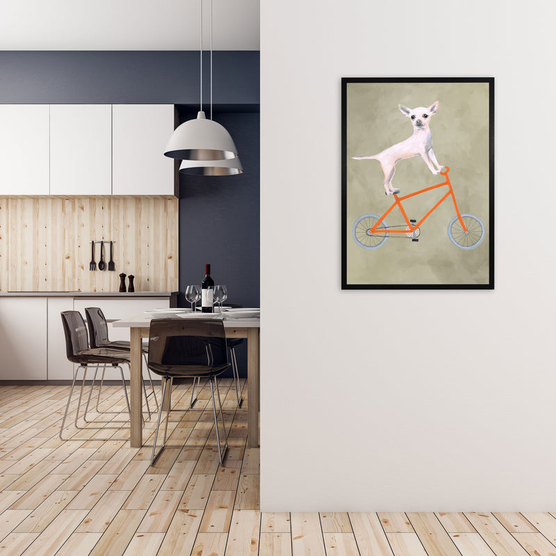 Chihuahua On Bicycle Art Print by Coco Deparis A1 White Frame