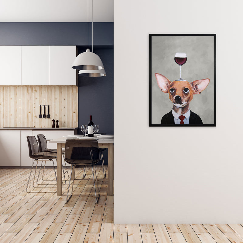 Chihuahua With Wineglass Art Print by Coco Deparis A1 White Frame