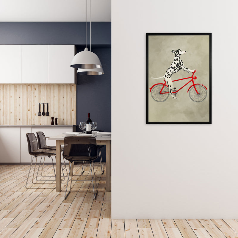 Dalmatian On Bicycle Art Print by Coco Deparis A1 White Frame