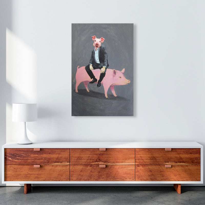 Pig Sitting On A Pig Art Print by Coco Deparis A1 Canvas