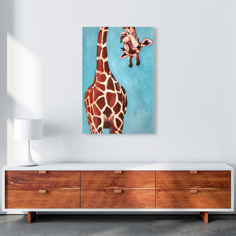 Giraffes With Green Leave Art Print by Coco Deparis A1 Canvas