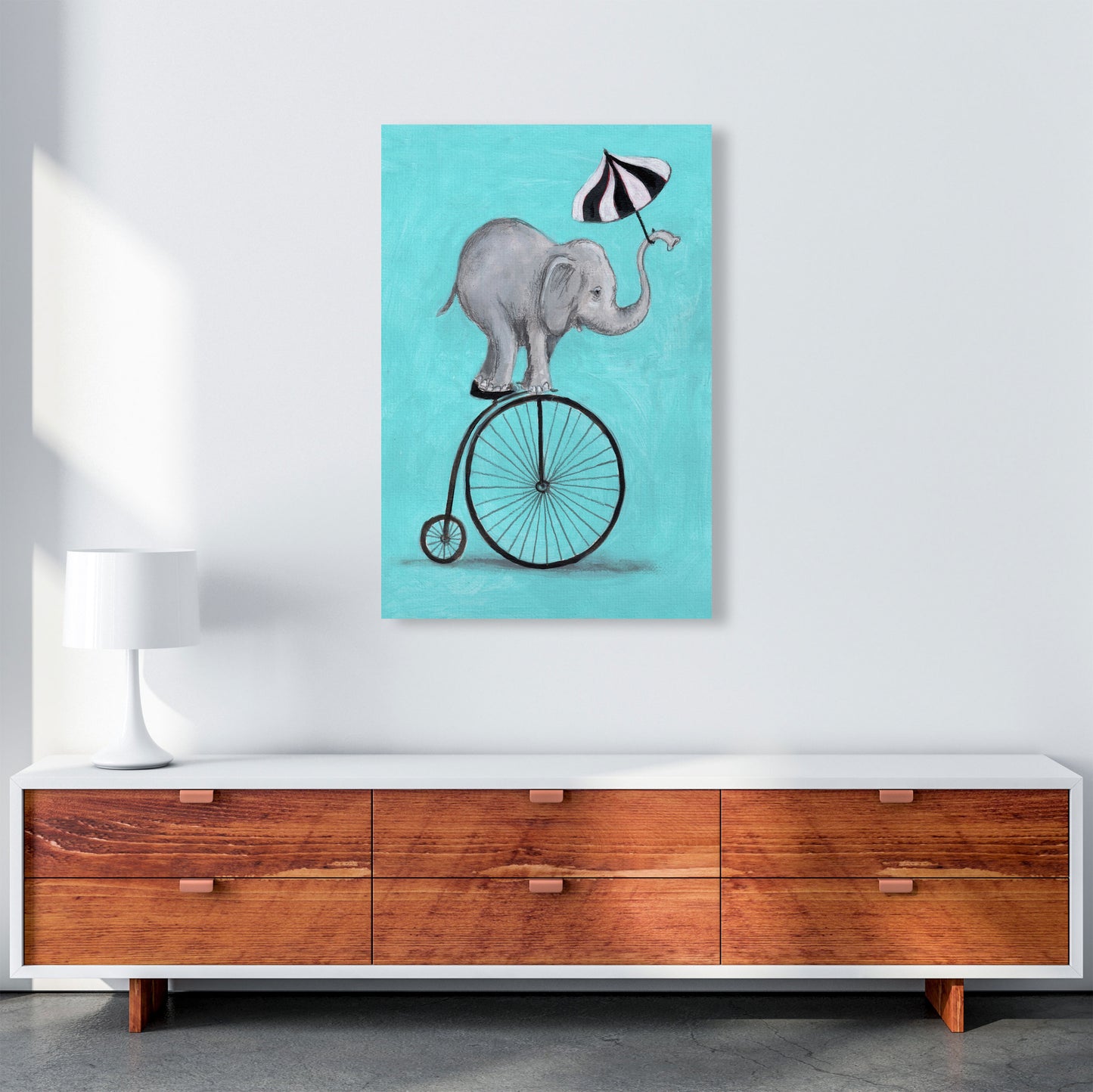 Elephant With Umbrella Art Print by Coco Deparis A1 Canvas