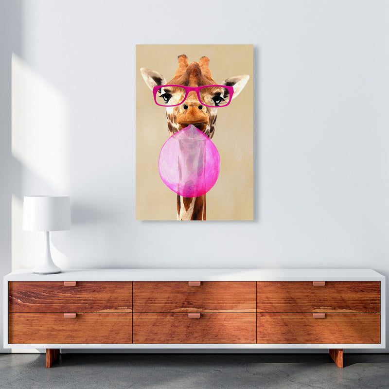 Clever Giraffe With Bubblegum Art Print by Coco Deparis A1 Canvas