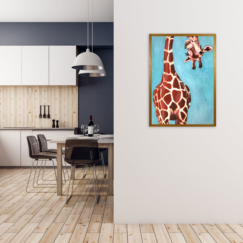 Giraffes With Green Leave Art Print by Coco Deparis A1 Print Only