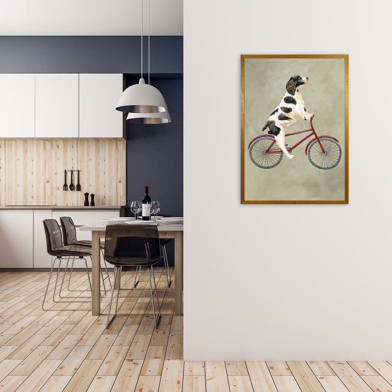 English Springer On Bicycle Art Print by Coco Deparis A1 Print Only