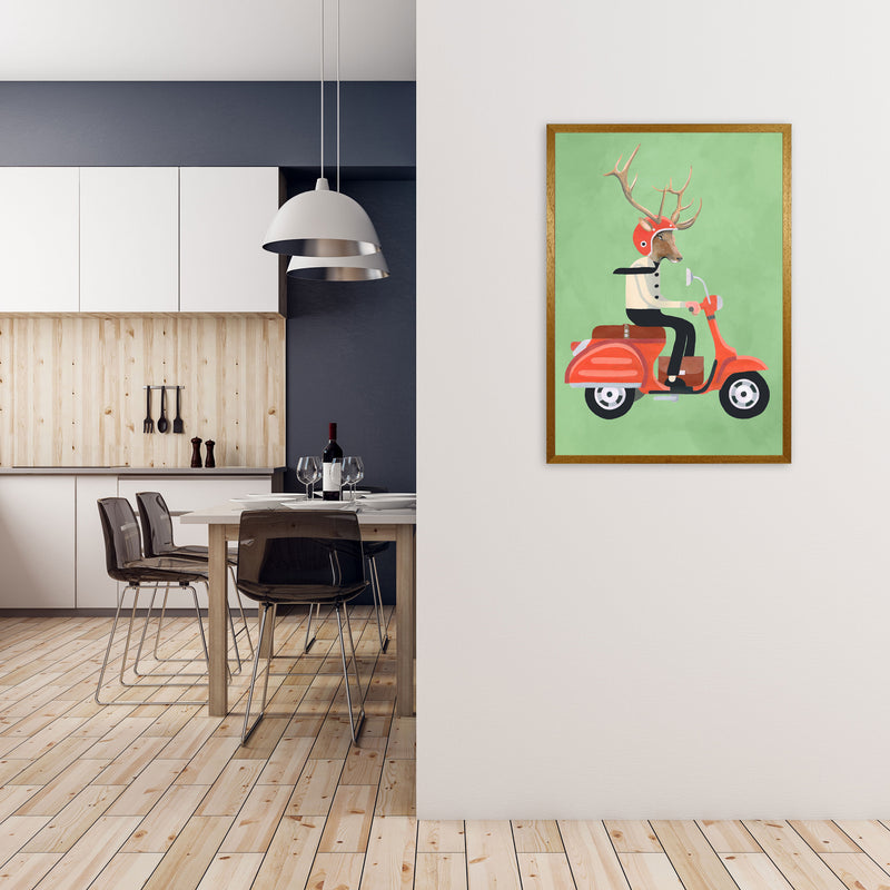 Deer On Scooter Art Print by Coco Deparis A1 Print Only
