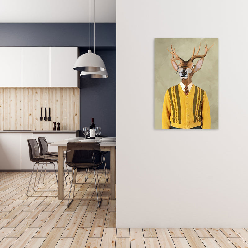 Deer Sixties Man Art Print by Coco Deparis A1 Black Frame
