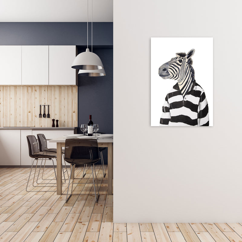 Zebra With Stripy Shirt Art Print by Coco Deparis A1 Black Frame