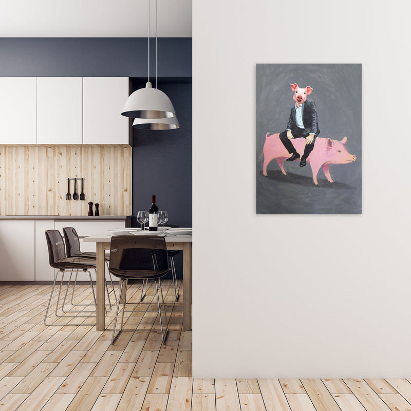 Pig Sitting On A Pig Art Print by Coco Deparis A1 Black Frame