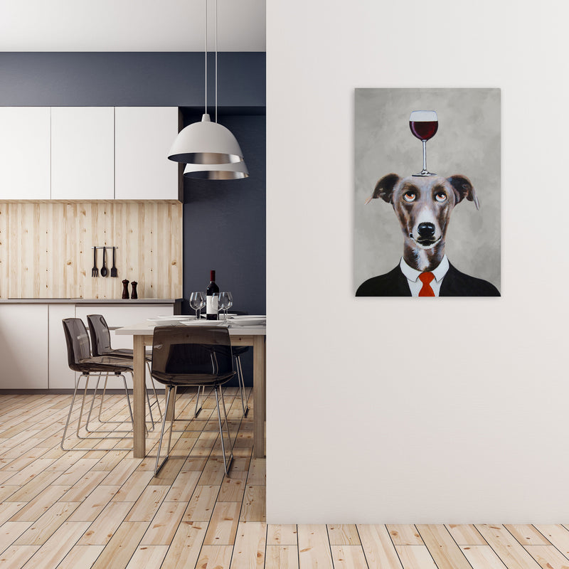 Greyhound With Wineglass Art Print by Coco Deparis A1 Black Frame