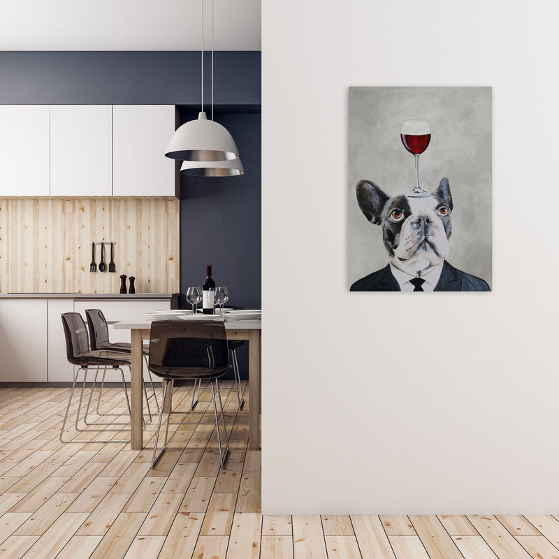French Bulldog With Wineglass Art Print by Coco Deparis A1 Black Frame