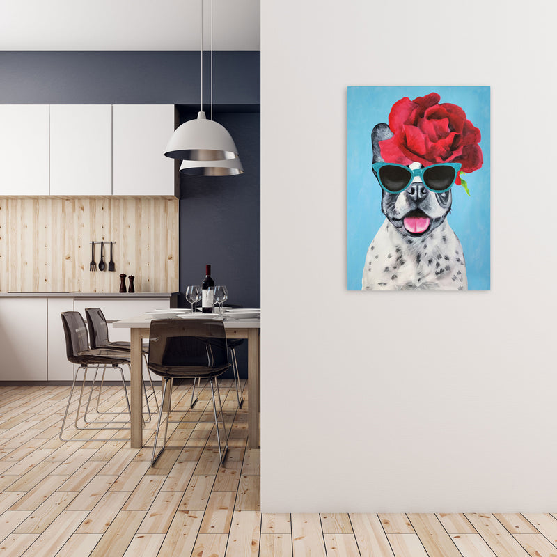 Fashion Bulldog Blue Art Print by Coco Deparis A1 Black Frame