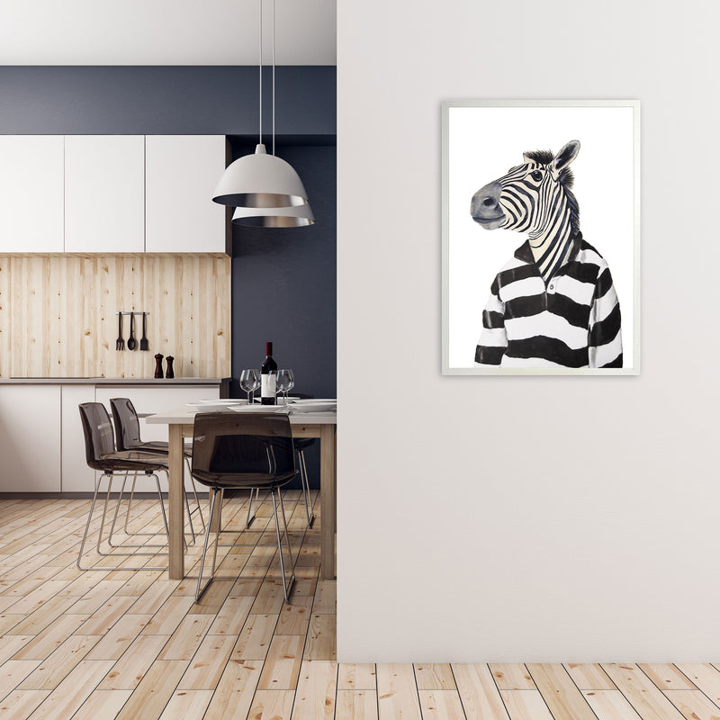 Zebra With Stripy Shirt Art Print by Coco Deparis A1 Oak Frame