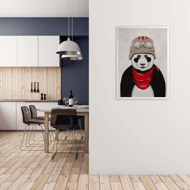 Panda Pilot Art Print by Coco Deparis A1 Oak Frame