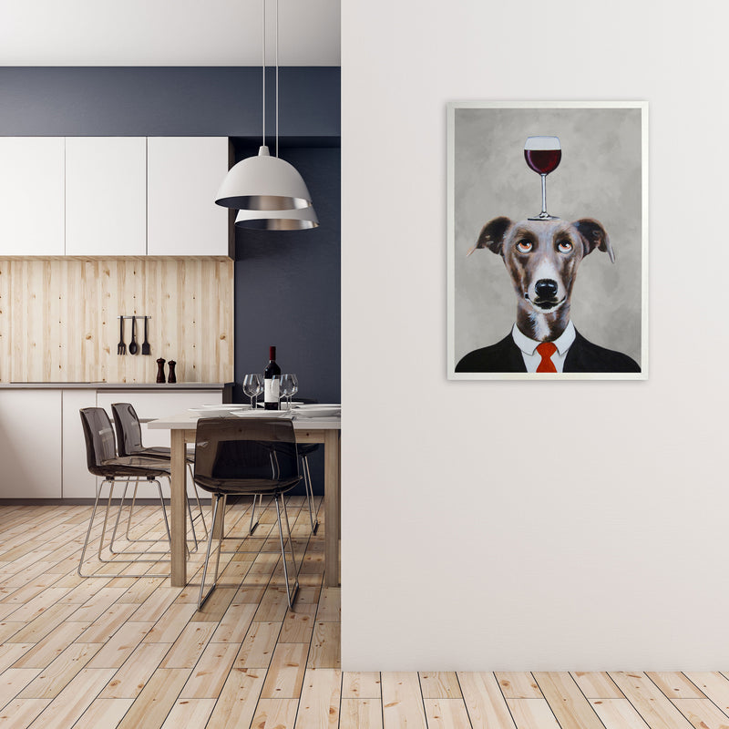Greyhound With Wineglass Art Print by Coco Deparis A1 Oak Frame