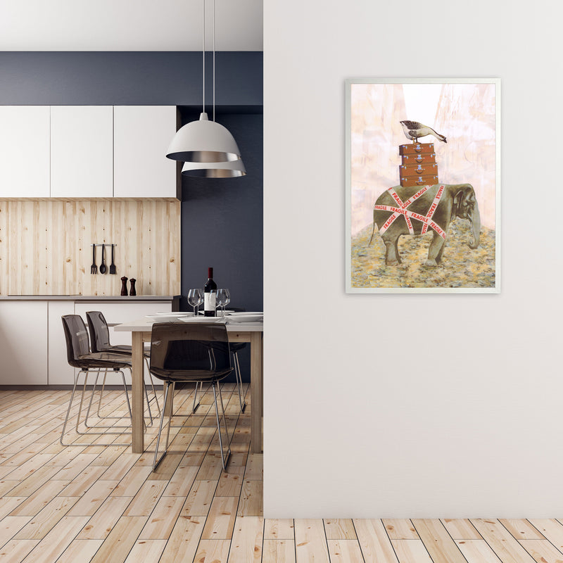 Elephant With Goose Art Print by Coco Deparis A1 Oak Frame