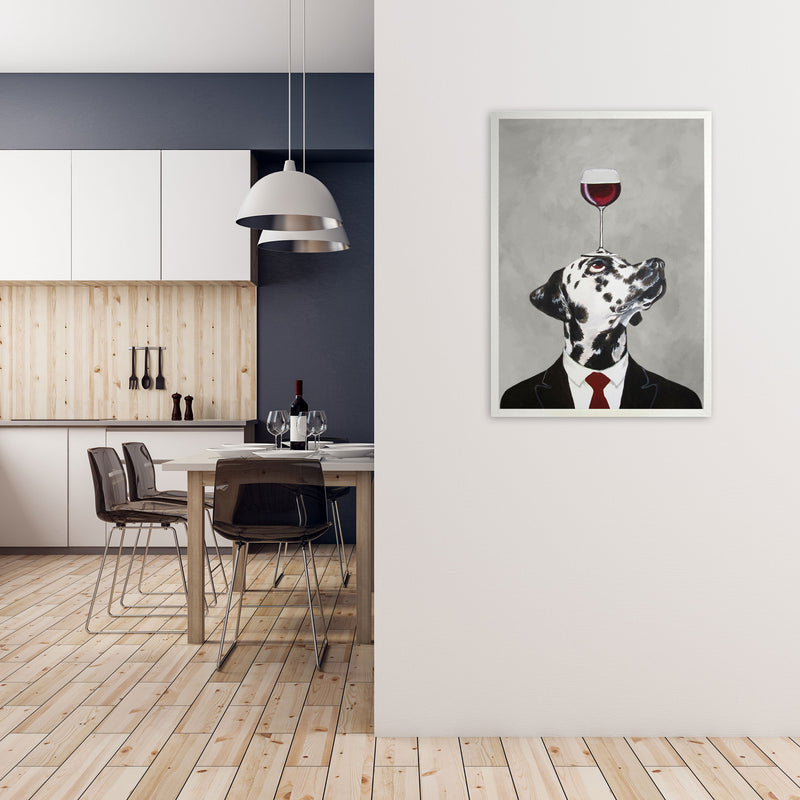 Dalmatian With Wineglass Art Print by Coco Deparis A1 Oak Frame