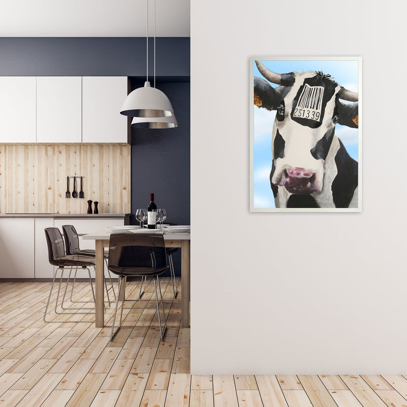 Cow Barcode 02 Art Print by Coco Deparis A1 Oak Frame